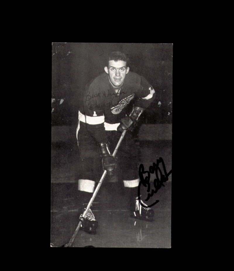 Barry Cullen Signed JD McCarthy Vintage Postcard 1950`s 60`s Detroit Red Wings Autograph