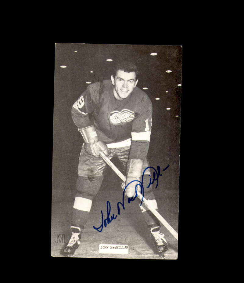 John MacMillan Signed 1967 JD McCarthy Vintage Postcard 1950`s 60`s Detroit Red Wings Autograph