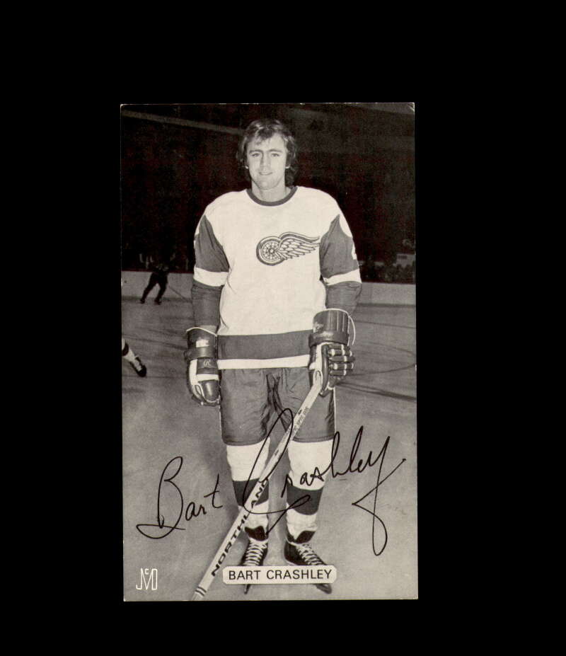 Bart Crashley Signed JD McCarthy Vintage Postcard 1950`s 60`s Detroit Red Wings Autograph