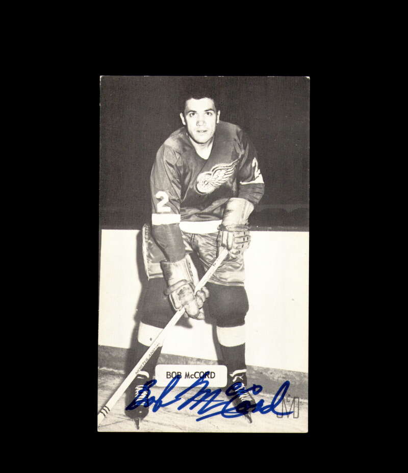 Bob McCord Signed Vintage Postcard 1950`s 60`s Detroit Red Wings Autograph
