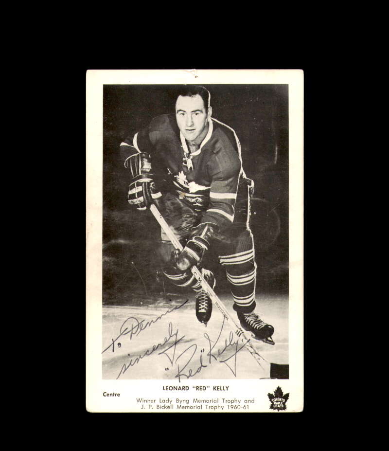Red Kelly Signed Vintage Postcard Toronto Maple Leafs Autograph