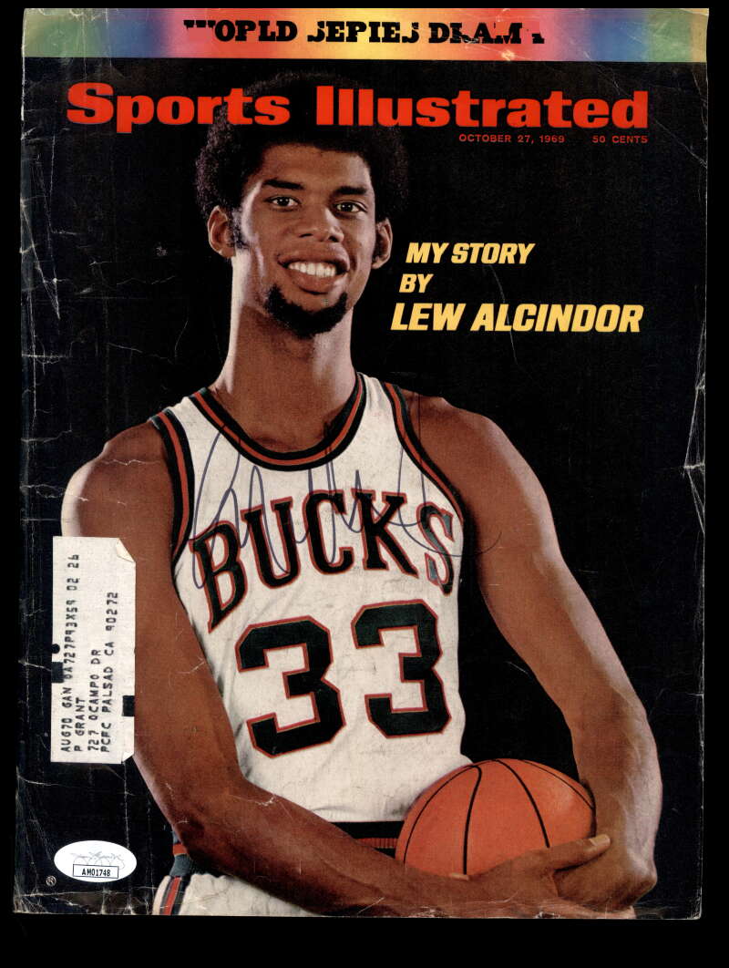 Kareem Abdul-Jabbar JSA Coa 1970`s Signed Sports Illustrated Magazine Cover Autograph