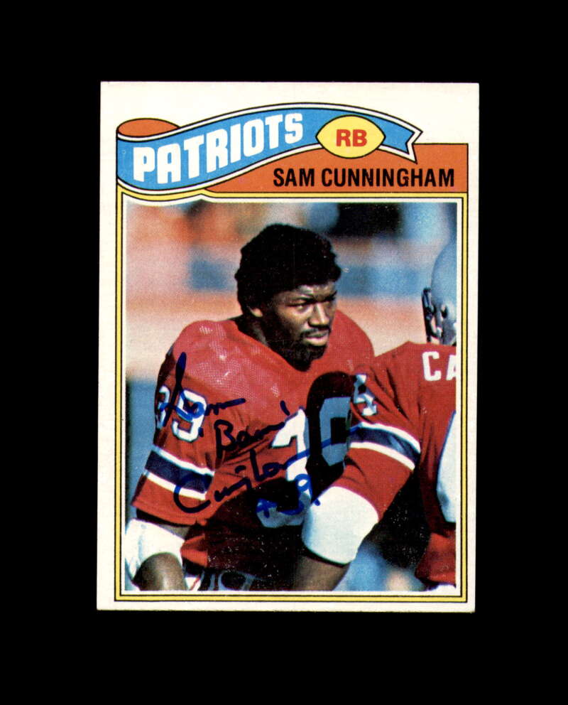 Sam Cunningham Signed 1977 Topps New England Patriots Autograph