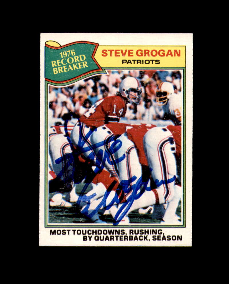 Steve Grogan Signed 1977 Topps 1976 Record Breaker New England Patriots Autograph