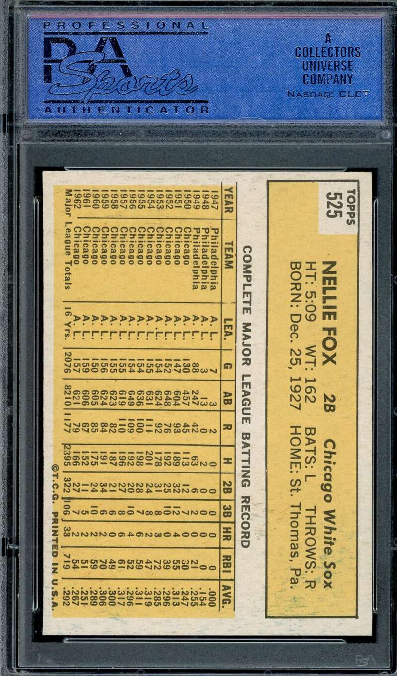 Nellie Fox PSA NM 7 1963 Topps 525