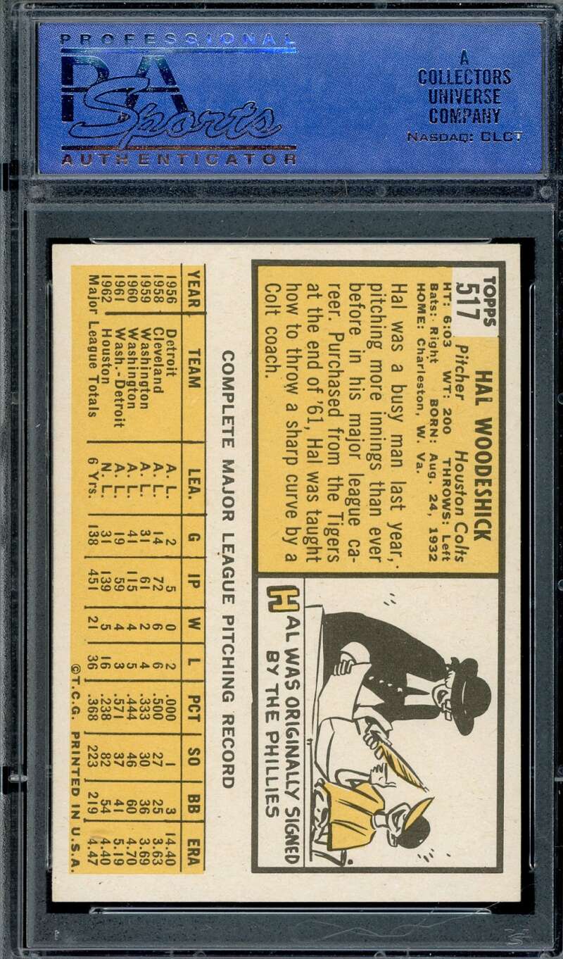 Hal Woodeshick PSA NM 7 1963 Topps 517