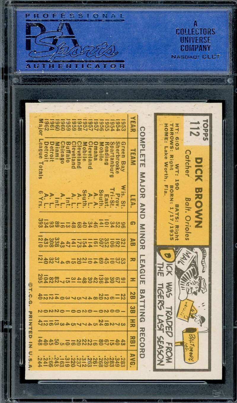 Dick Brown PSA NM 7 1963 Topps 112