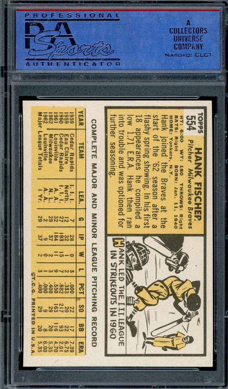 Hank Fischer PSA NM 7 1963 Topps 554