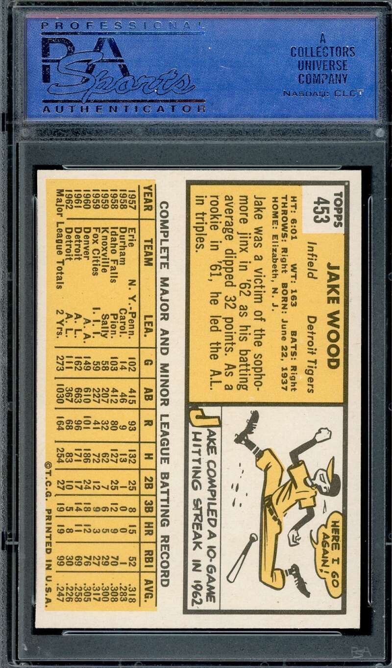 Jake Wood PSA NM 7 1963 Topps 453