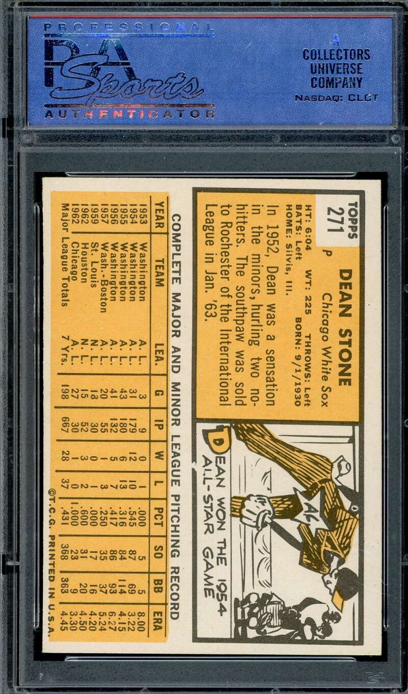 Dean Stone PSA NM 7 1963 Topps 271
