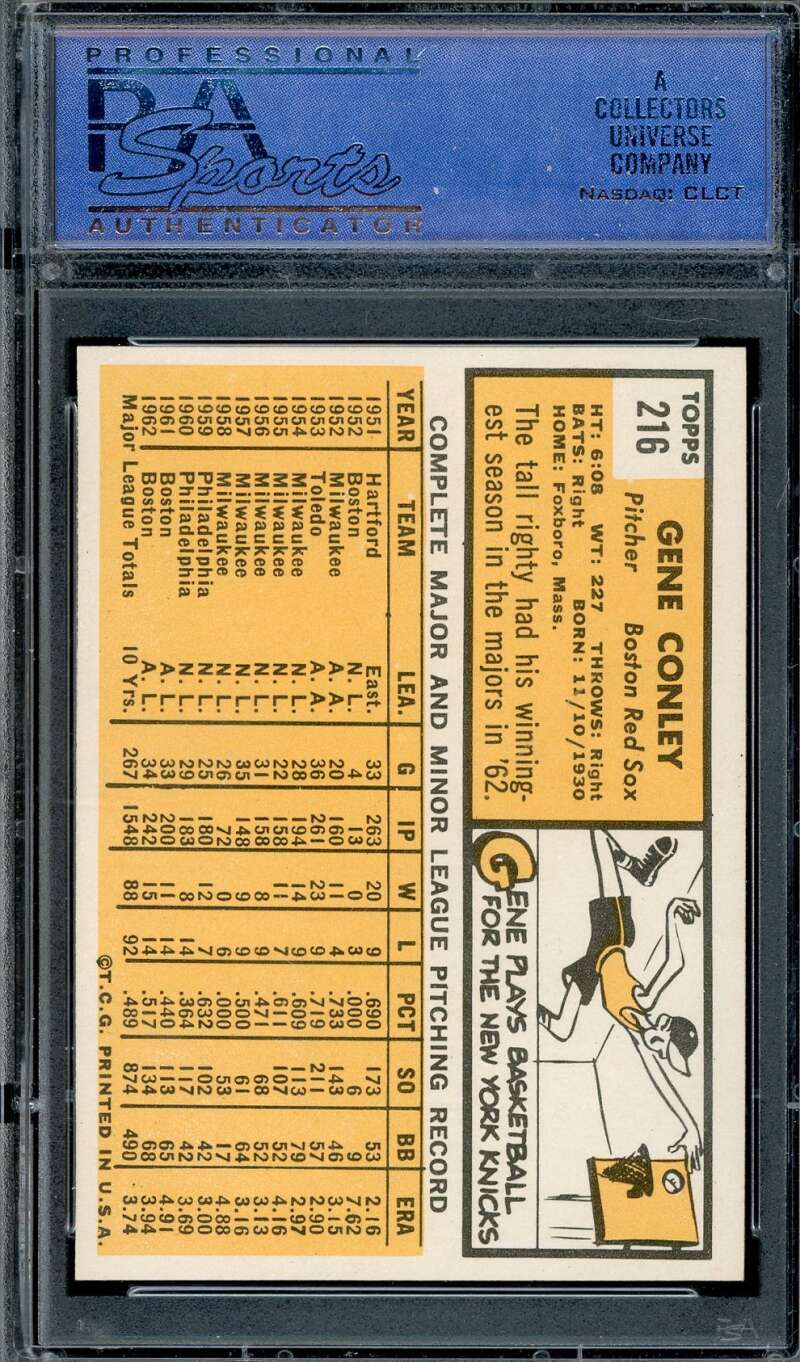 Gene Conley PSA NM 7 1963 Topps 216
