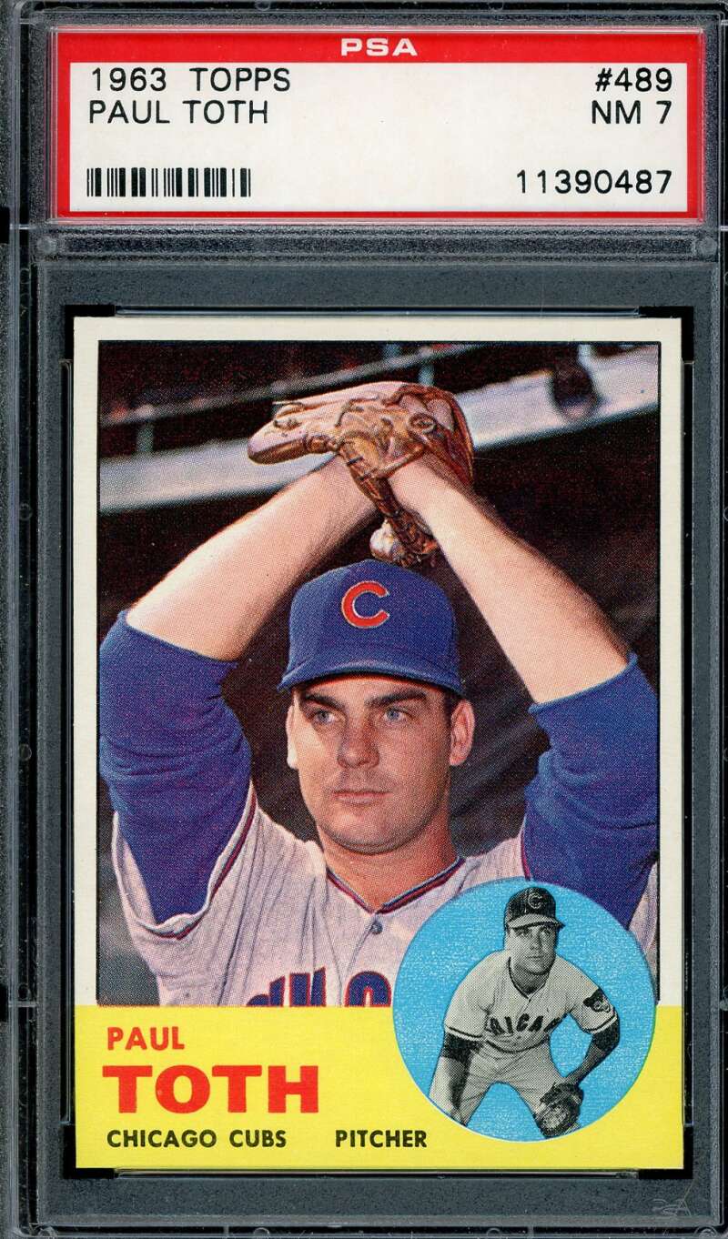 Paul Toth PSA NM 7 1963 Topps 489