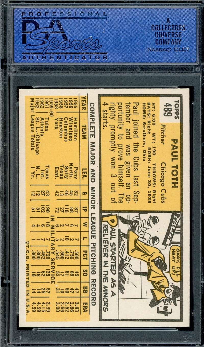 Paul Toth PSA NM 7 1963 Topps 489