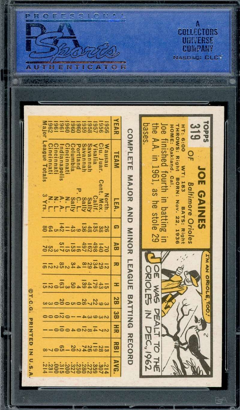 Joe Gaines PSA EX MT 6 1963 Topps 319