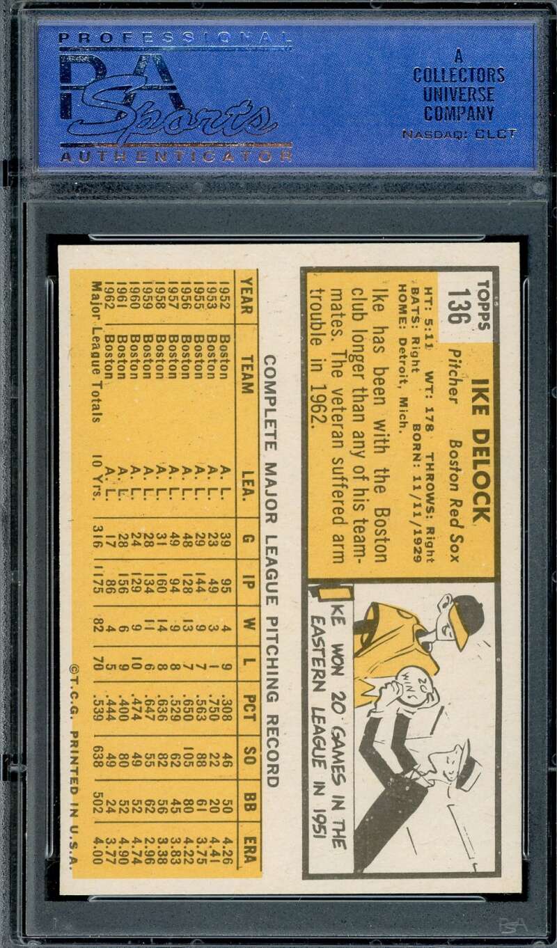 Ike Delock PSA NM 7 1963 Topps 136