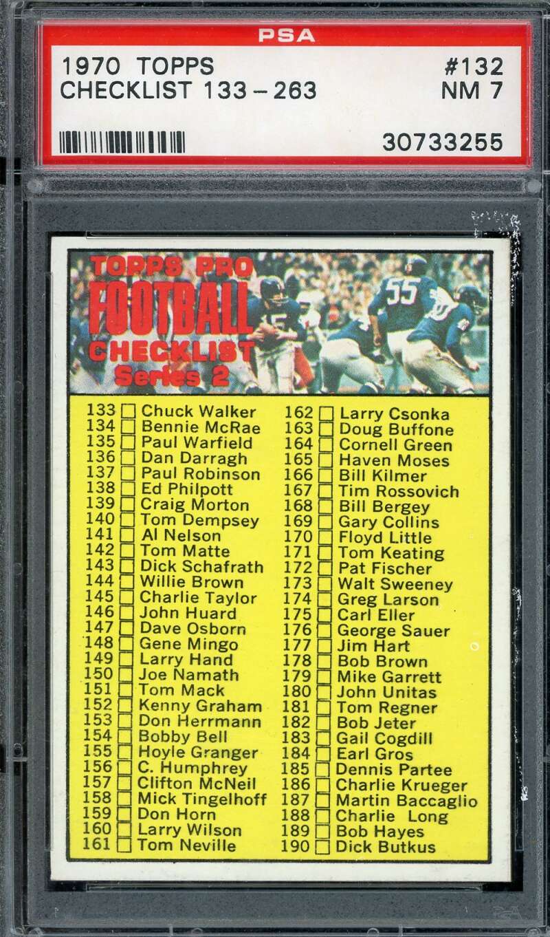 Checklist PSA NM 7 1970 Topps 2nd Series Checklist 132