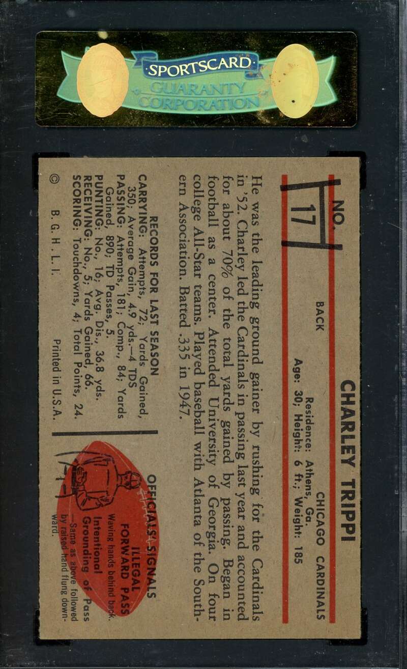 Charley Trippi SGC 88 NM MT 8 1953 Bowman 17