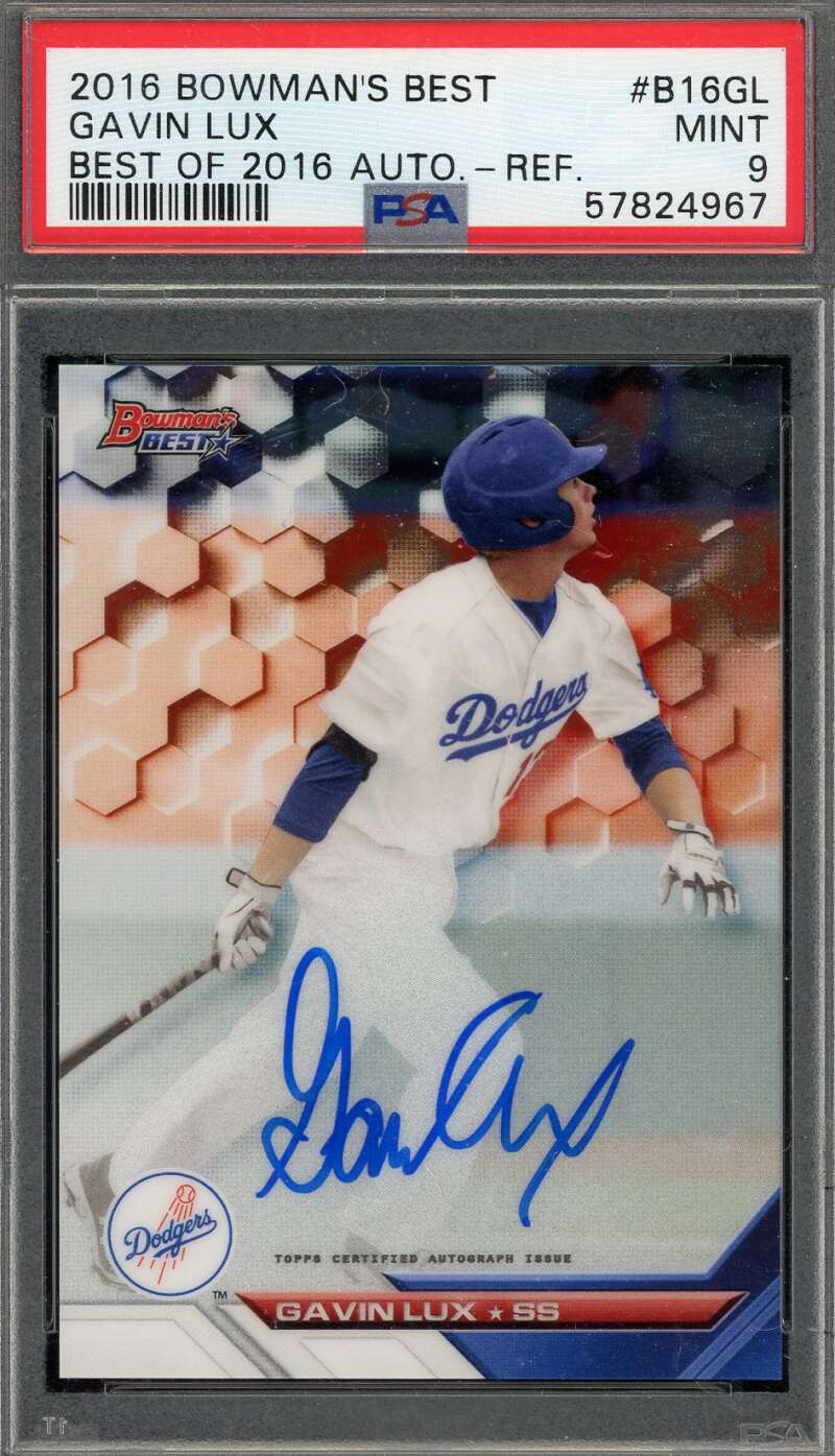Gavin Lux Mint 9 PSA Signed 2016 Bowman's Best