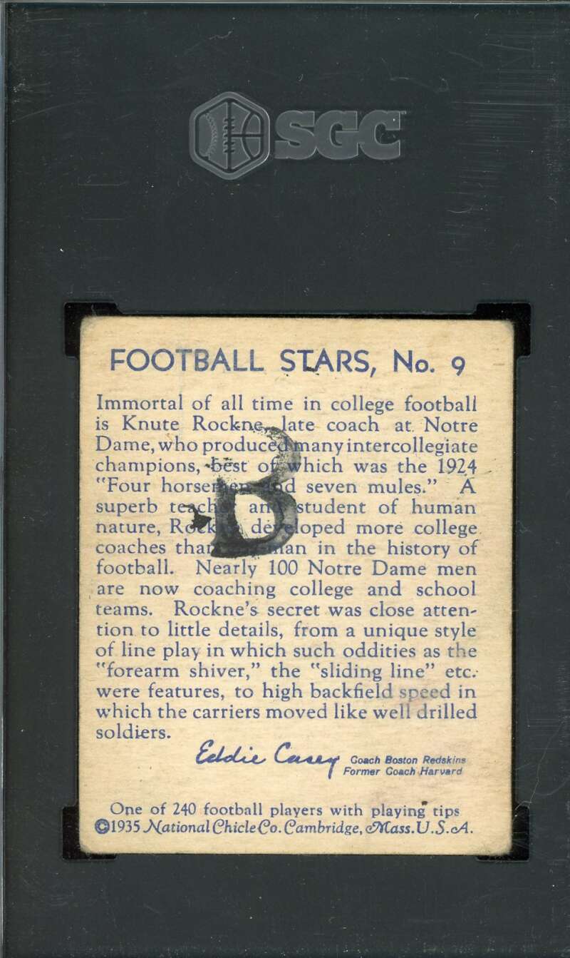 Knute Rockne PR 1 SGC Grade 1935 National Chicle