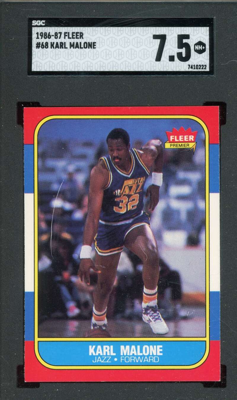 Karl Malone NM+ 7.5 SGC Grade 1986-87 Fleer