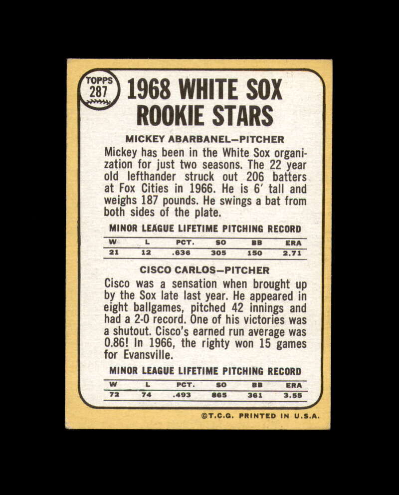 Cisco Carlos Signed 1968 Topps Rookie Stars Chicago White Sox Autographed