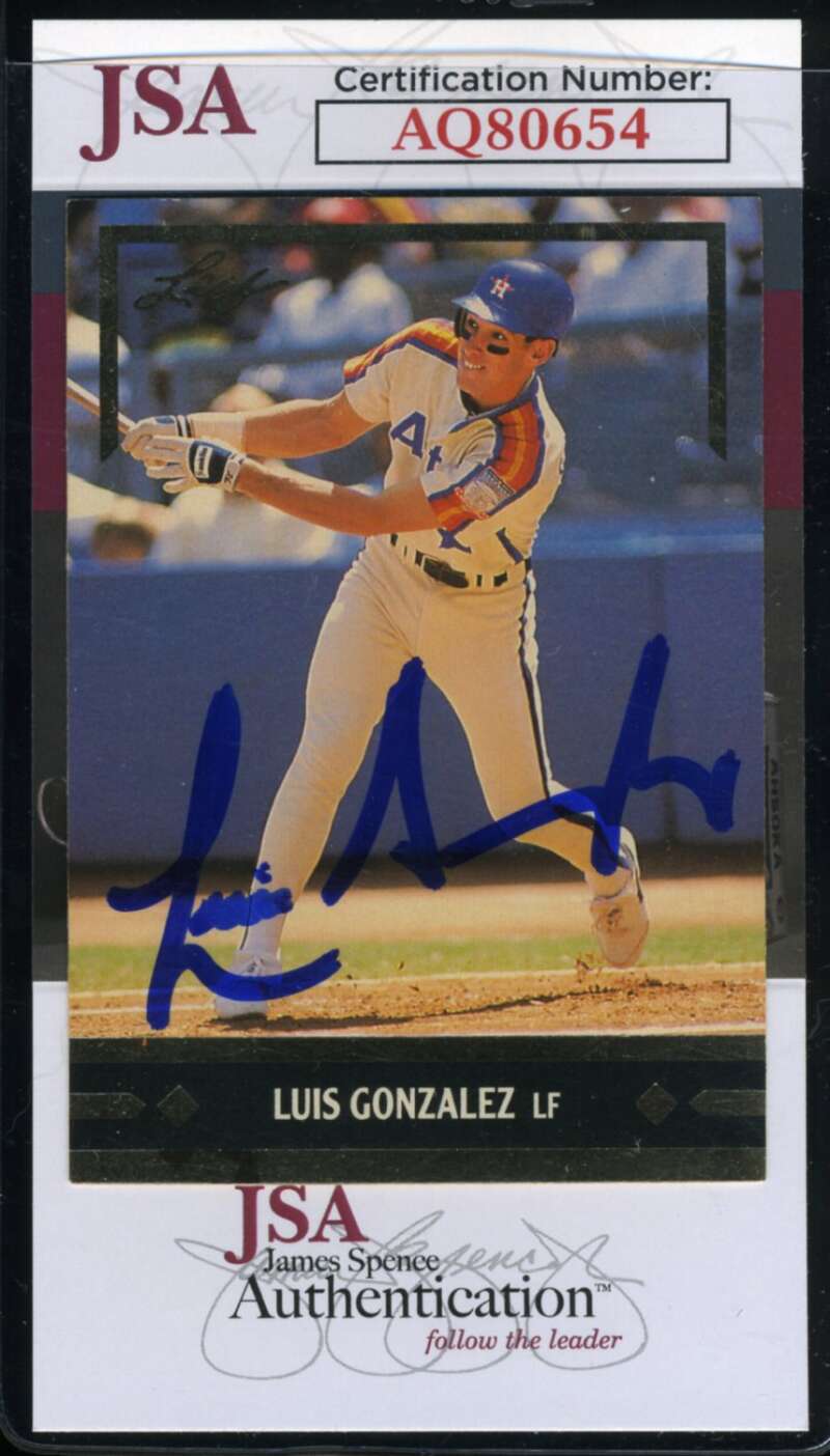 Luis Gonzalez JSA Coa Signed 1991 Leaf Rookie Autograph