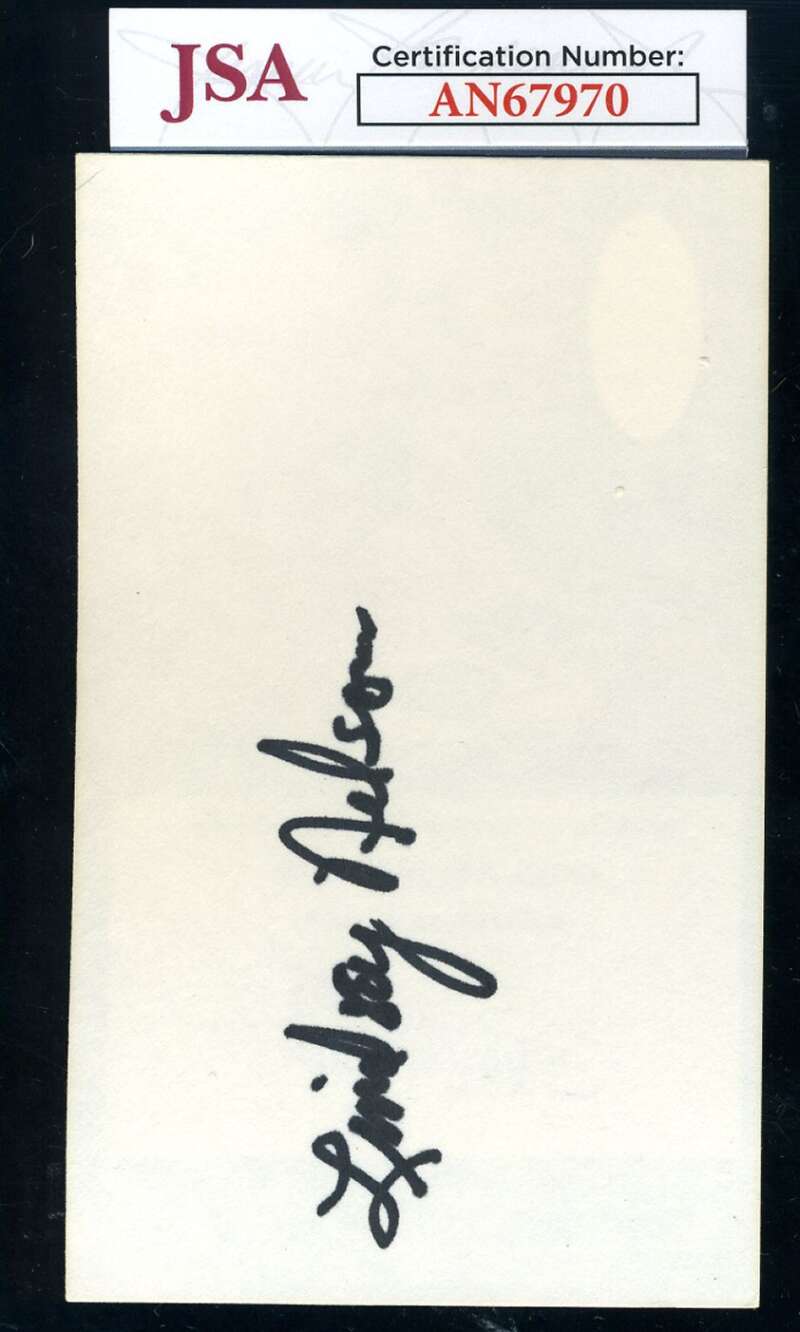 Lindsey Nelson JSA Coa Signed 3x5 Index Card Autograph