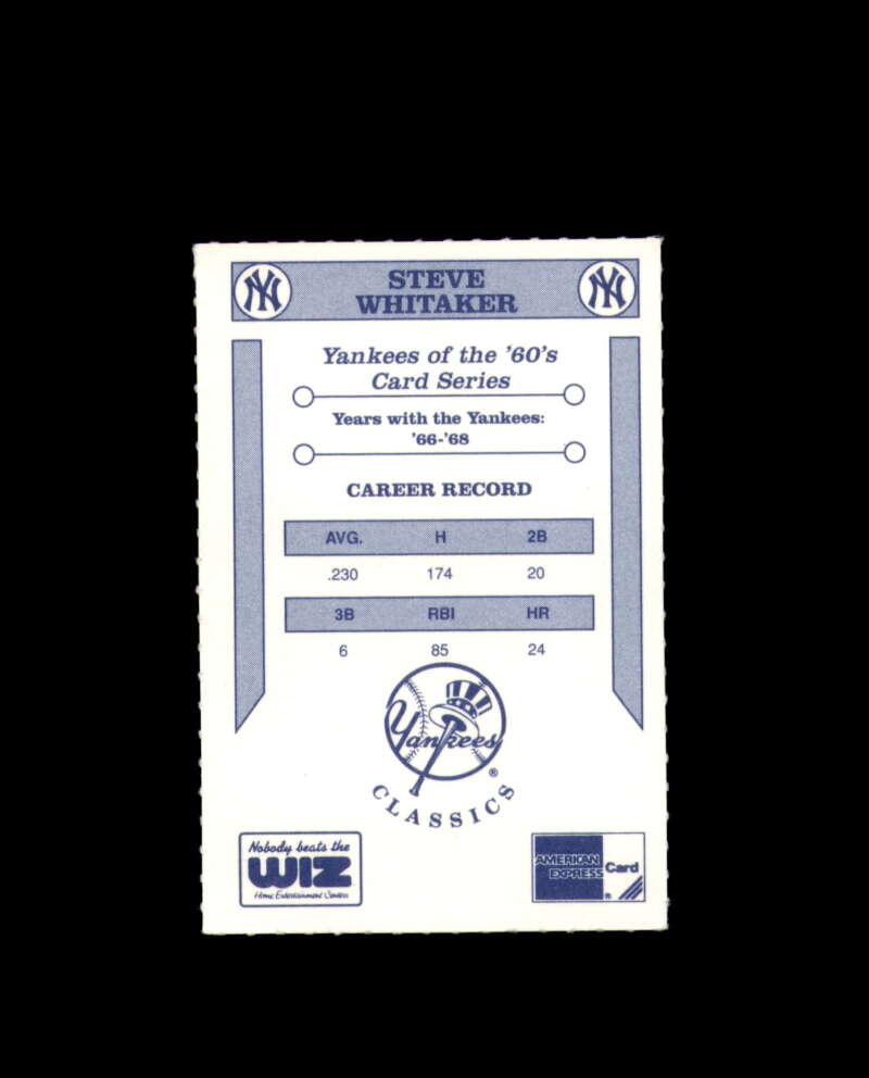Steve Whitaker Signed 1992 Wiz The Yankees of The 60s New York Yankees Autograph