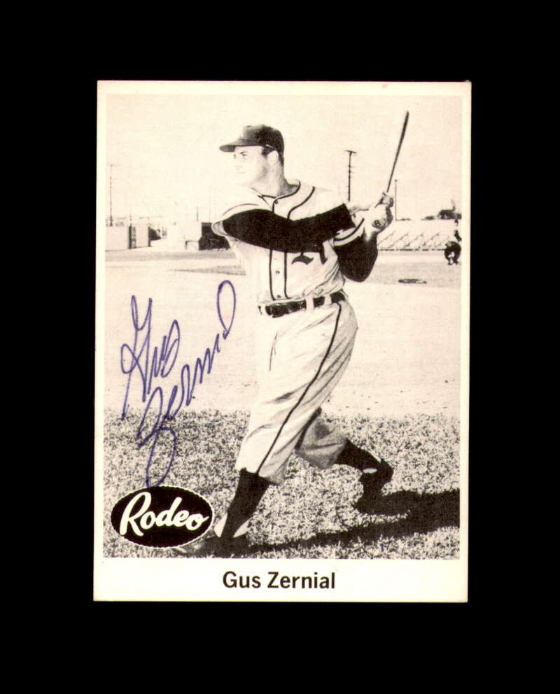 Gus Zernial Signed 1955 Rodeo Meat 1976 Reprint Philadelphia Athletics Autograph