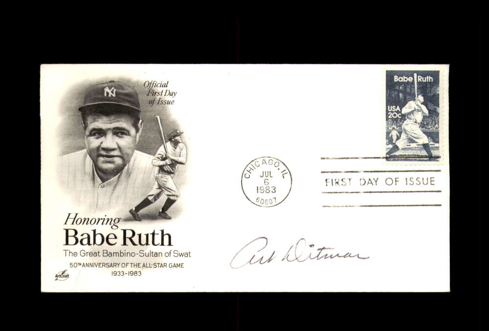 Art Ditmar Signed 1983 FDC Babe Ruth Cache New York Yankees Autograph