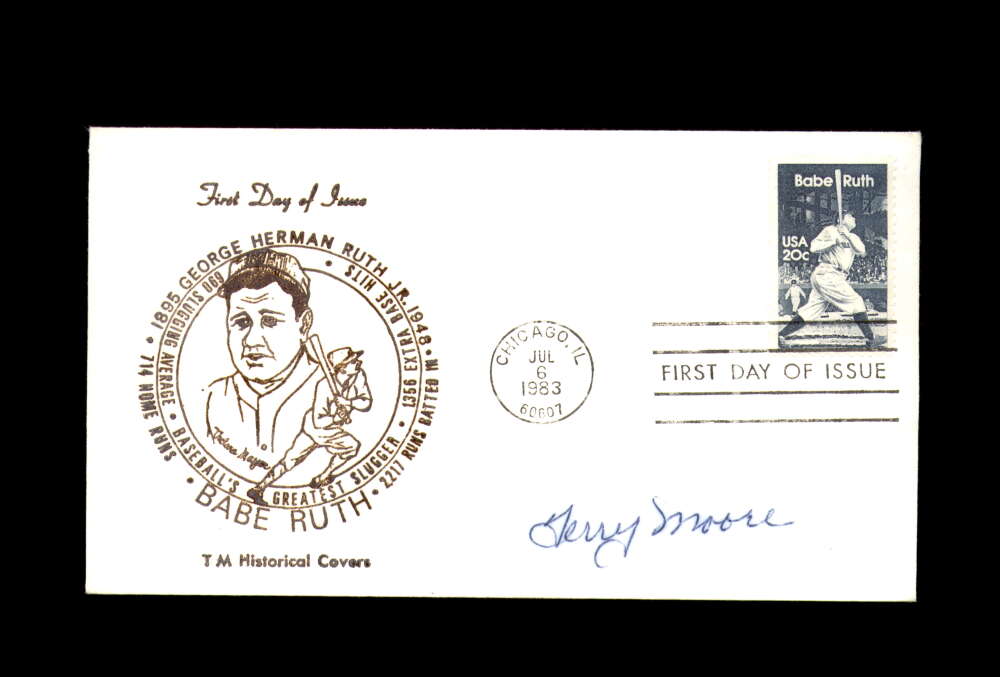 Terry Moore Signed 1983 FDC Babe Ruth Cache First Day Cover Autograph