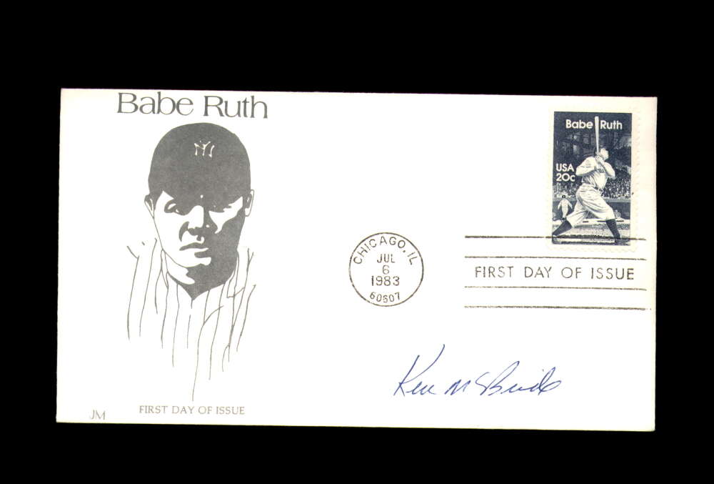 Ken McBride Signed 1983 FDC Babe Ruth Cache First Day Cover Autograph