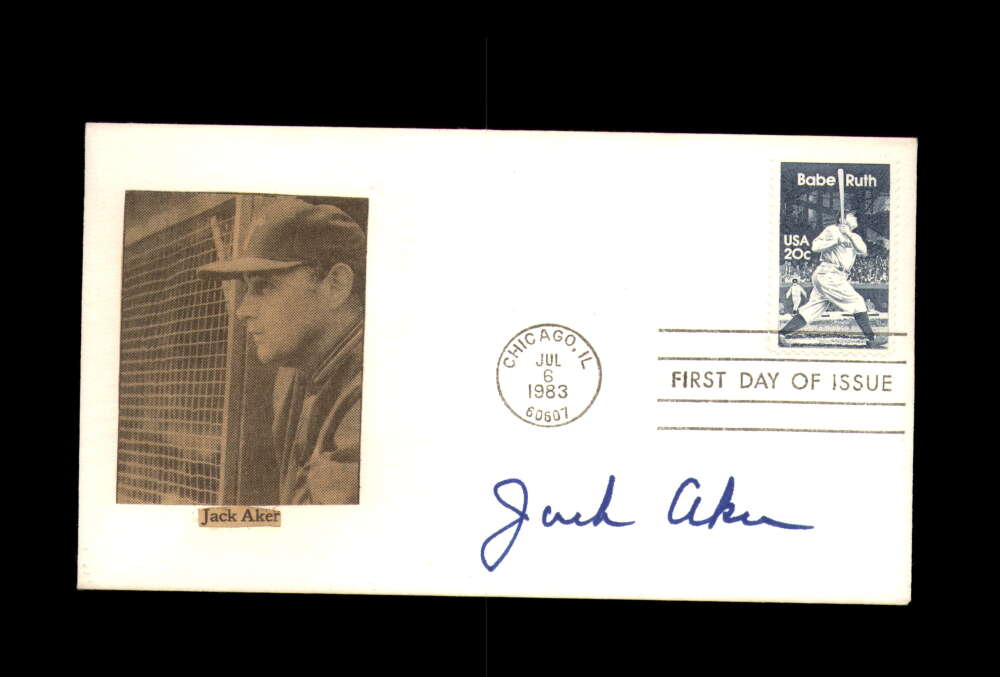 Jack Aker Signed 1983 FDC Babe Ruth Cache First Day Cover Autograph