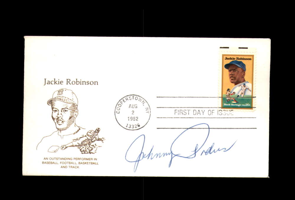 Johnny Podres Signed 1982 FDC Jackie Robinson Cache First Day Cover Autograph