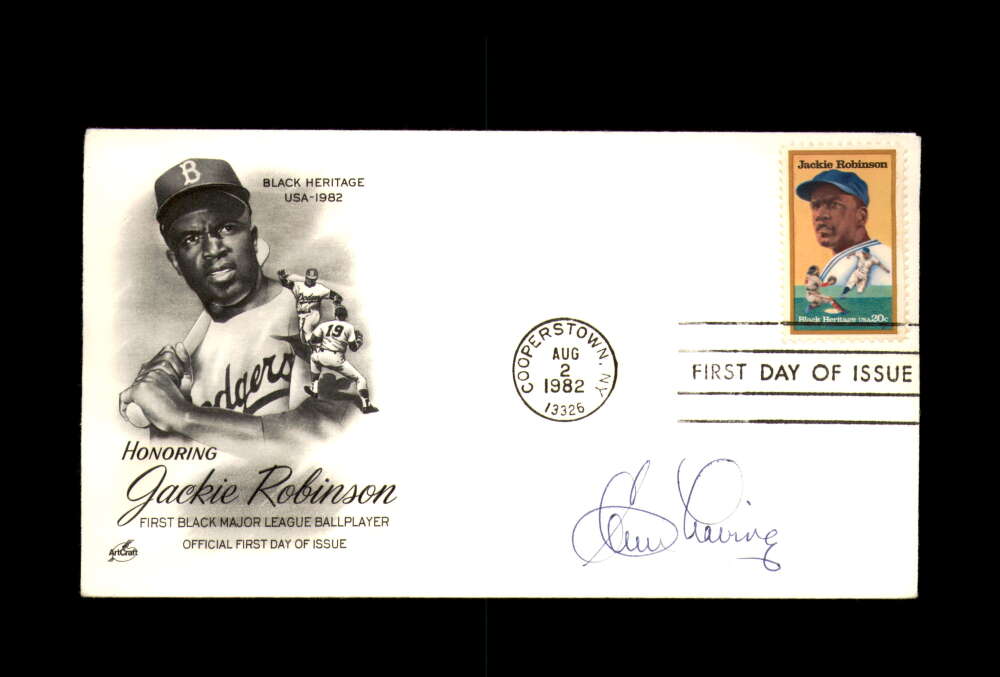 Clem Labine Signed 1982 FDC Jackie Robinson Cache First Day Cover Autograph