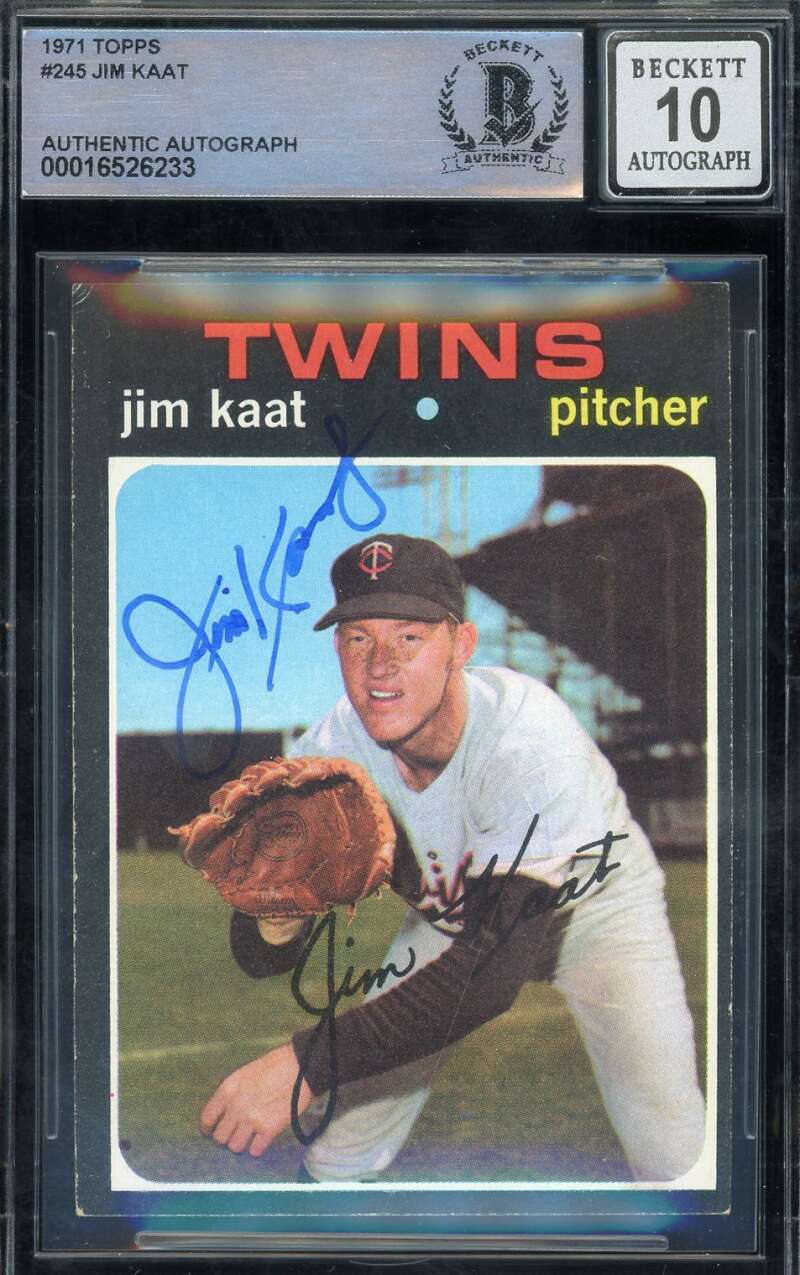 Jim Kaat Gem Mint 10 Beckett BAS Signed 1971 Topps Autograph