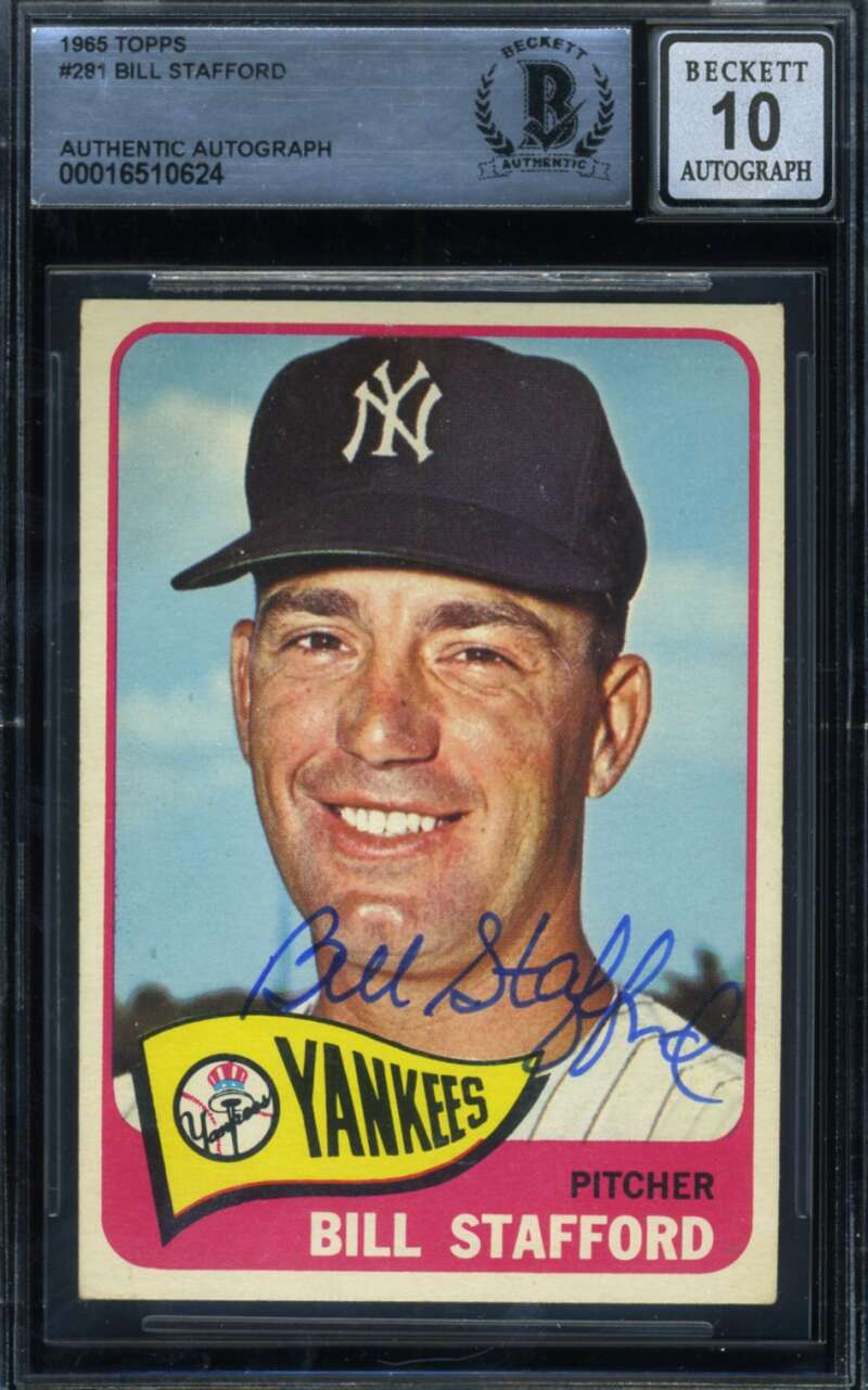 Bill Stafford Gem Mint 10 Beckett BAS Signed 1965 Topps Autograph