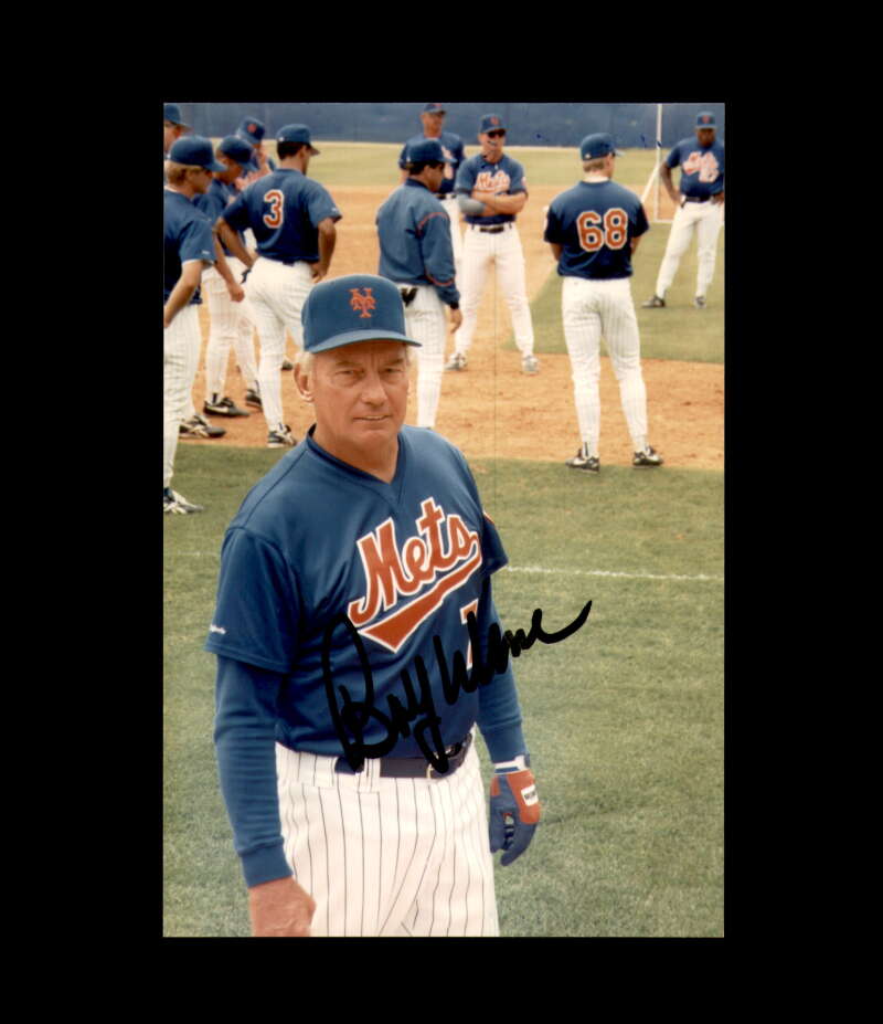 Bobby Wine Signed 1990's 3x5 Original Photograph New York Mets Autograph
