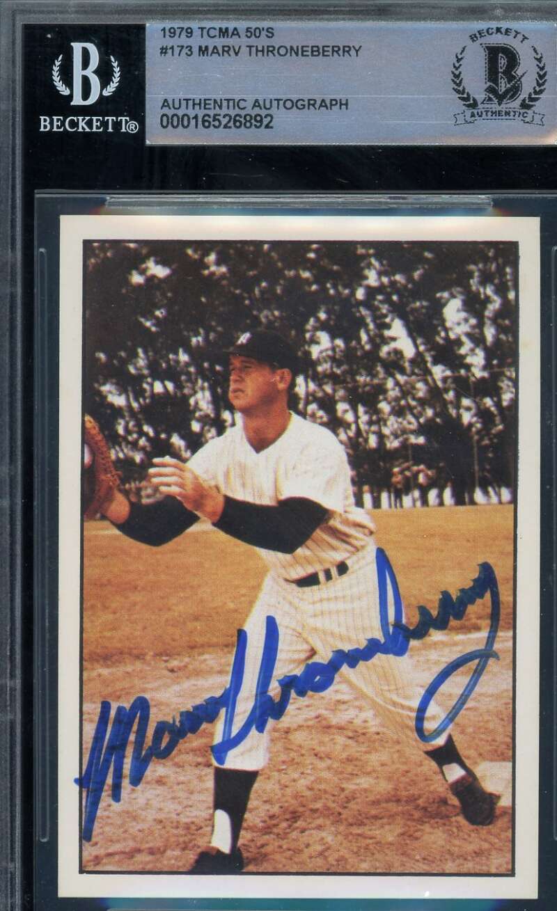 Marv Throneberry Beckett BAS Signed 1979 TCMA 50s Autograph