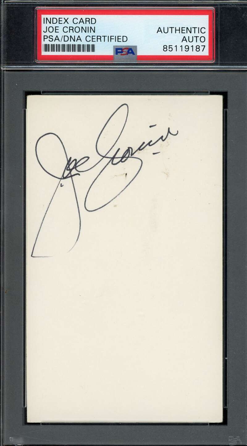 Joe Cronin PSA DNA Coa Signed 3x5 Index Card Autograph