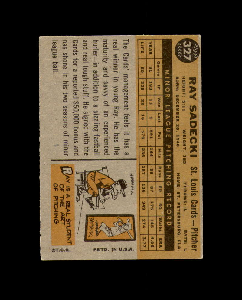 Ray Sadecki Signed 1960 Topps St. Louis Cardinals Autograph