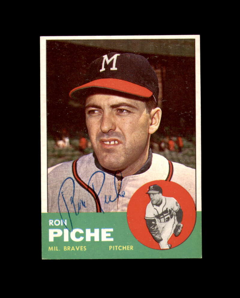 Ron Piche Signed Authentic 1963 Topps Milwaukee Braves Autograph