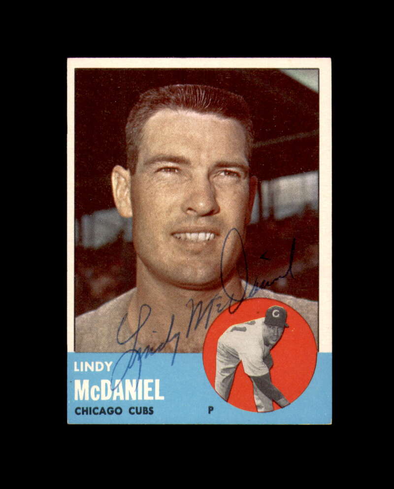 Lindy McDaniel Signed 1963 Topps Chicago Cubs Autograph