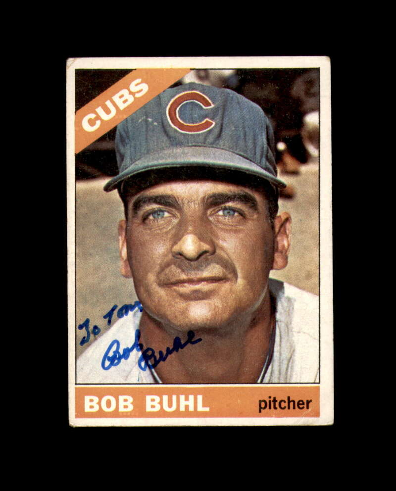 Bob Buhl Signed Authentic 1966 Topps Chicago Cubs Autographed