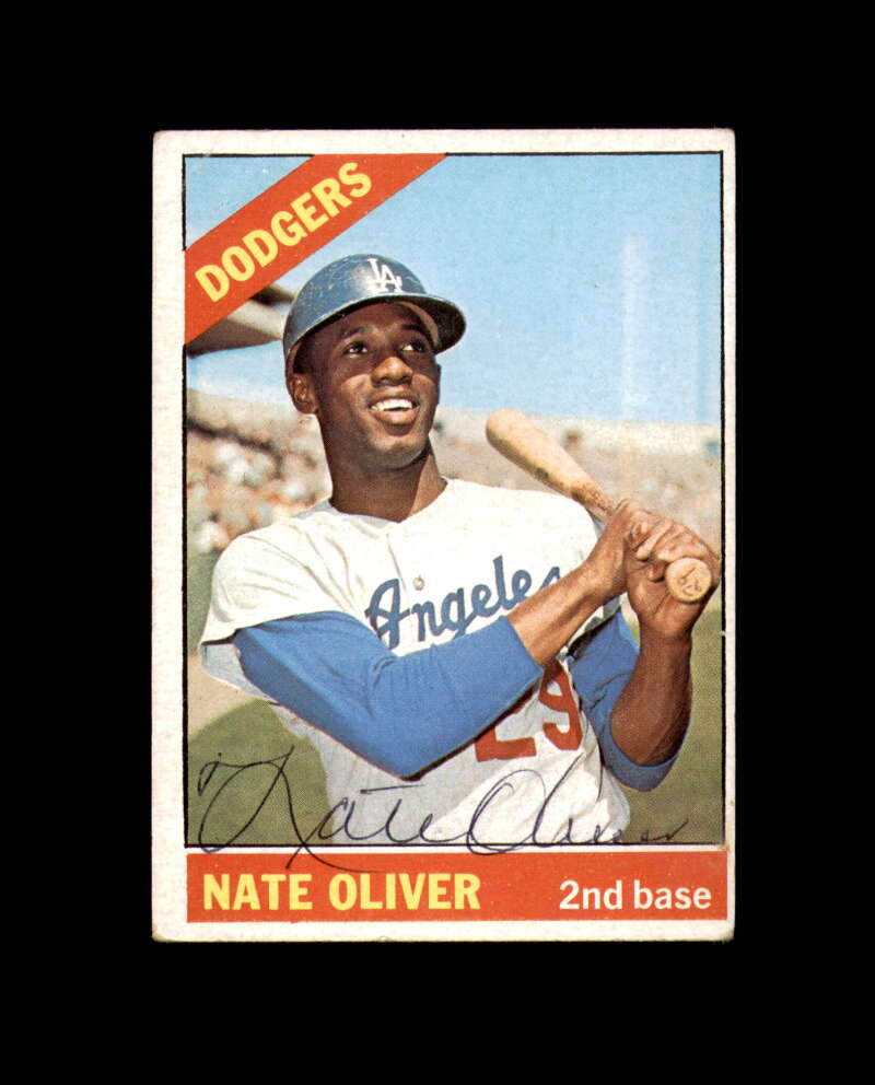 Nate Oliver Signed Authentic 1966 Topps Los Angeles Dodgers Autograph