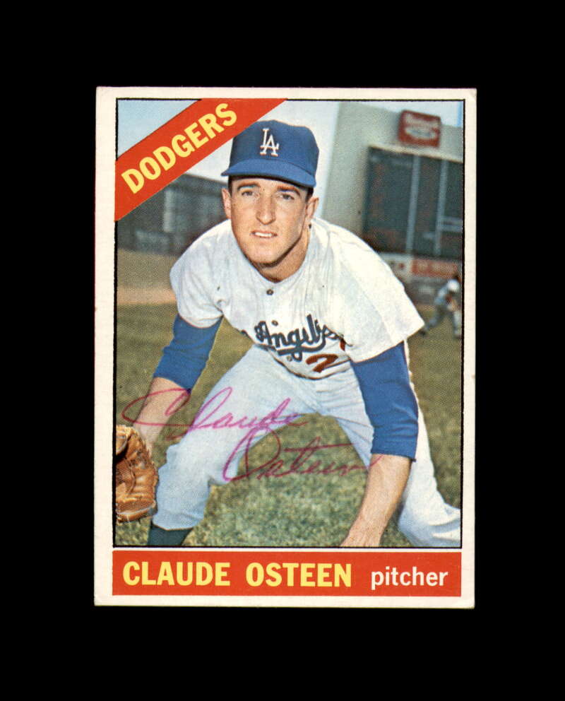 Claude Osteen Signed Authentic 1966 Topps Los Angeles Dodgers Autograph