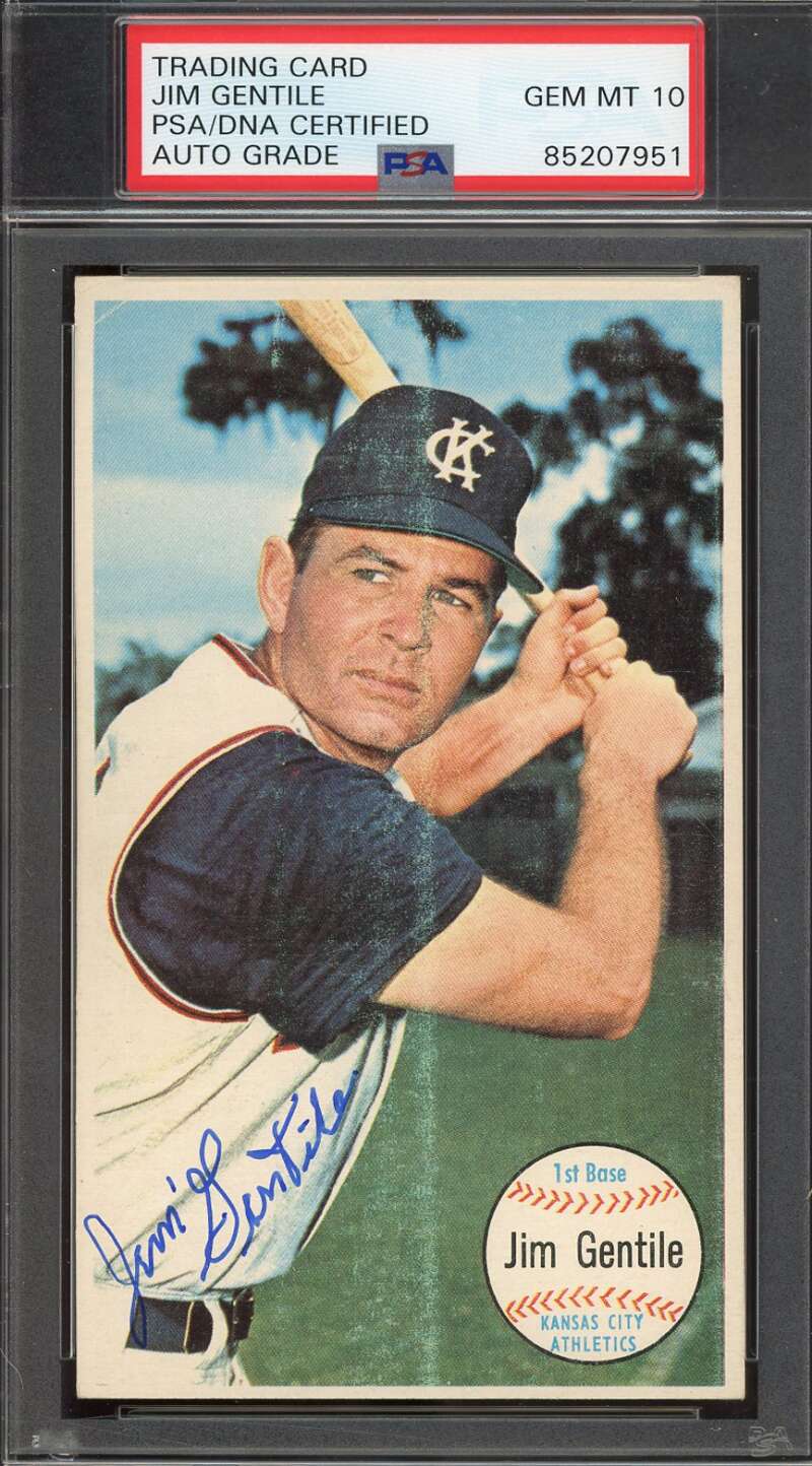 Jim Gentile Gem Mint 10 PSA DNA Signed 1964 Topps Giants Autograph