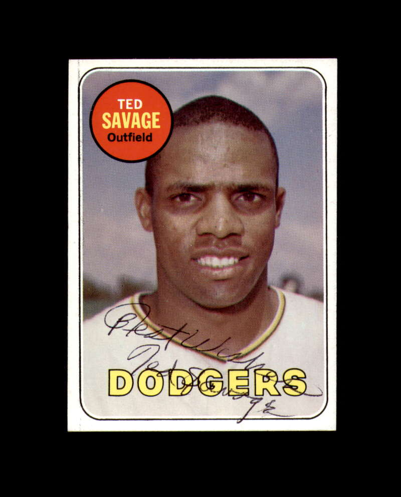 Ted Savage Signed Authentic 1969 Topps Los Angeles Dodgers Autograph