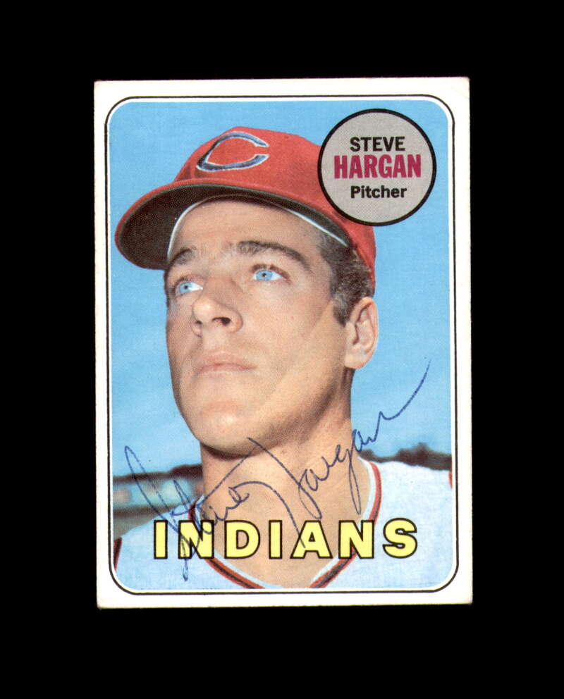 Steve Hargan Signed Authentic 1969 Topps Cleveland Autographed