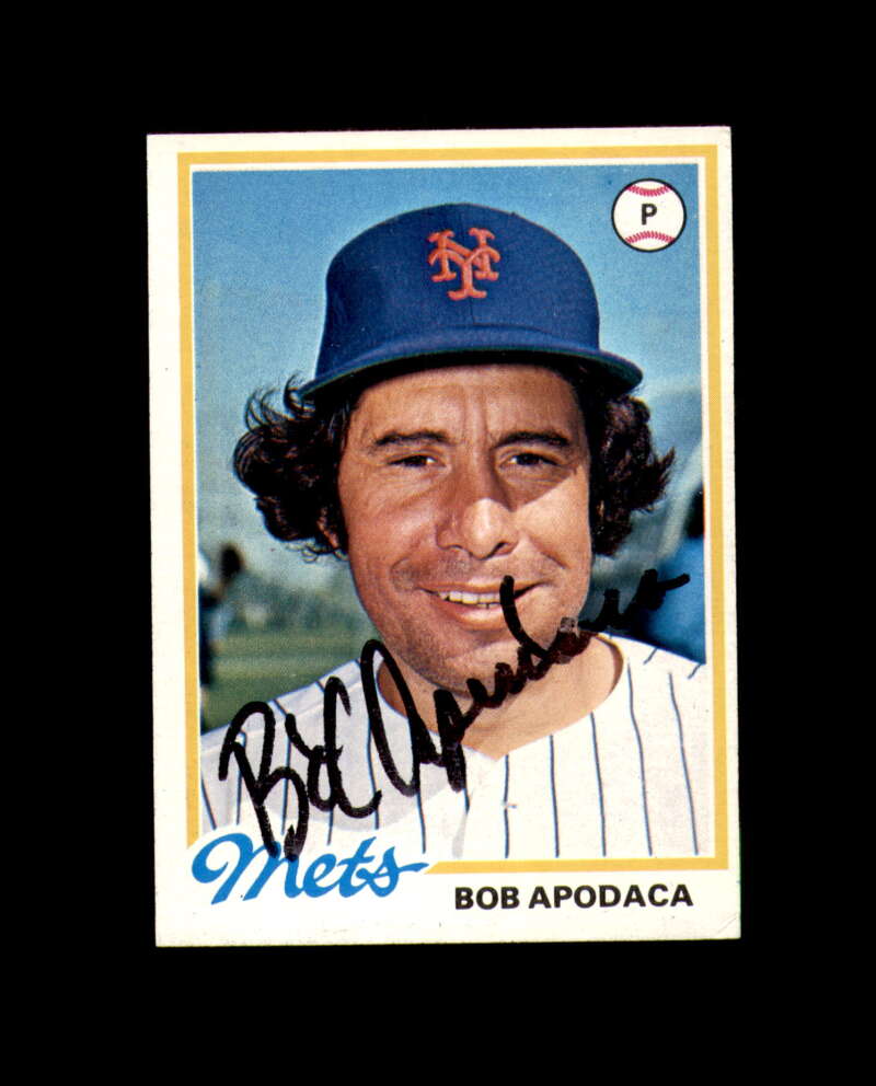 Bob Apodaca Signed Authentic 1978 Topps New York Mets Autograph